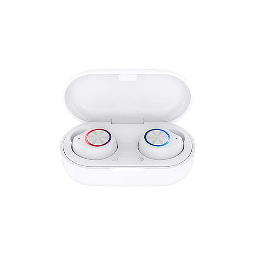 Chrono Mini sans Fil Bluetooth 5.0 Écouteurs Intra-Auriculaires stéréo HiFi Écouteurs à réduction de Bruit avec Baie de Chargement(Blanc)