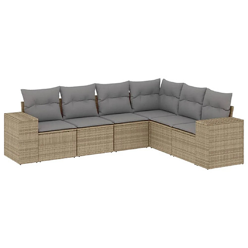 Maison Chic Salon de jardin avec coussins 6 pcs | Ensemble de Table et chaises | Mobilier d'Extérieur beige résine tressée -GKD85810