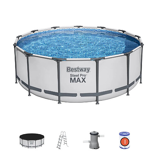 Bestway Piscine tubulaire ronde steel pro max Ø 3.96 x h.1.22 m - grise