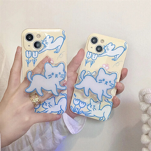 GUPBOO Étui pour iPhone12 porte-étui pour téléphone chat illustration de style coréen femelle