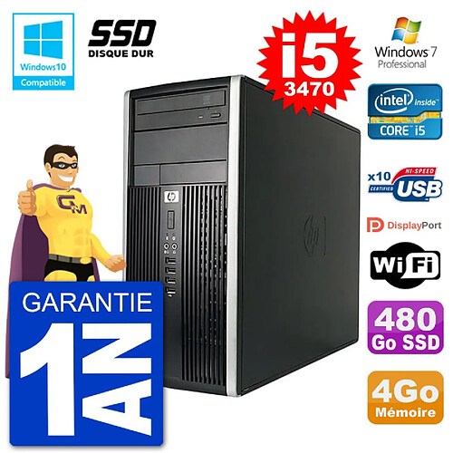 PC HP 6300 MT Intel Core i5-3470 RAM 4Go SSD 480Go Graveur DVD Wifi W7 · Occasion