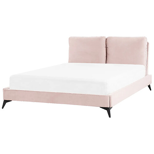 Beliani Lit double en velours rose 140 x 200 cm MELLE