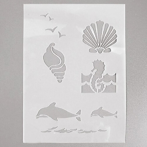 efco Pochoir 7 Animaux marins , plastique blanc, format A5