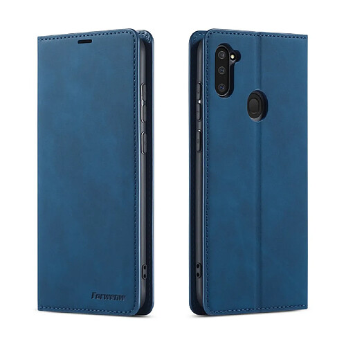 Etui en PU auto-absorbé bleu pour votre Samsung Galaxy A11