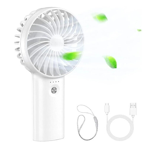 Ventilateur CHRONUS, Ventilateur USB Portable avec Ventilateur Électrique Personnel Rechargeable à Fonction d'Alimentation de 5200 mAh pour la Maison / le Bureau / les Voyages (Blanc)