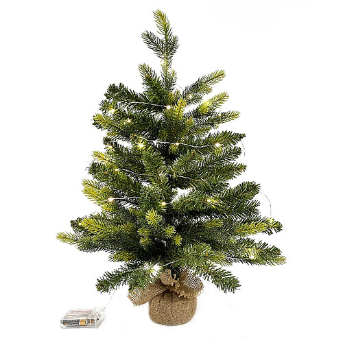 Mobili Rebecca Arbre De Noël Artificiel Vert Petit 60 Cm Base Yuta Avec 50 Lumières LED