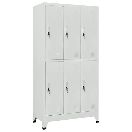 vidaXL Armoire à casier avec 6 compartiments Acier 90x45x180 cm Gris