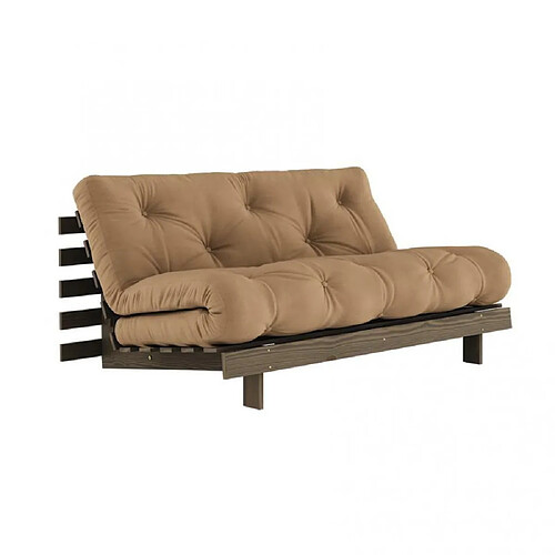 Inside 75 Canapé convertible futon ROOTS pin carob brown matelas mocca couchage 160x200 cm