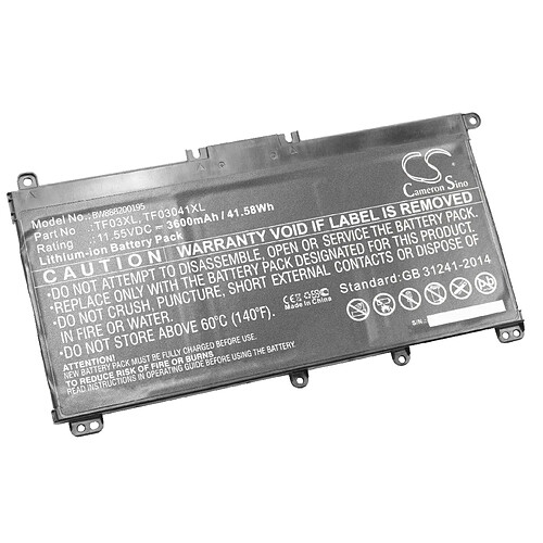 vhbw batterie compatible avec HP Pavilion 15-cc598TX, 15-cc604TX, 15-CC605TX, 15-CC612TX, 15-CC622TX laptop (3600mAh, 11.55V, Li-Ion, noir)