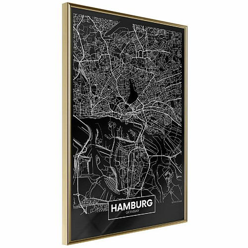 Paris Prix Affiche Murale Encadrée City Map Hamburg Dark 40 x 60 cm Or