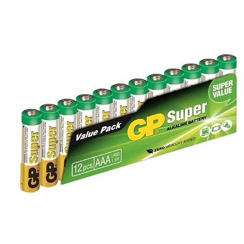 GP BATTERIES Piles Super Alcalines - GP 24A-S12 / LR03 / AAA - Flim de 12 piles