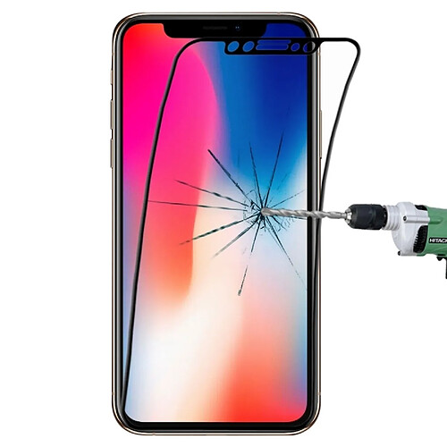 Wewoo Film de verre trempé fibre plein écran de 0,1 mm 9H pour iPhone XS / X (Noir)