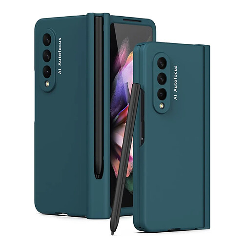 Coque en TPU + PU avec porte-stylo vert noirâtre pour votre Samsung Galaxy Z Fold3 5G