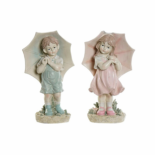 Figurine Décorative DKD Home Decor Bleu Rose Résine Enfant (28 x 20 x 48.5 cm) (2 pcs)