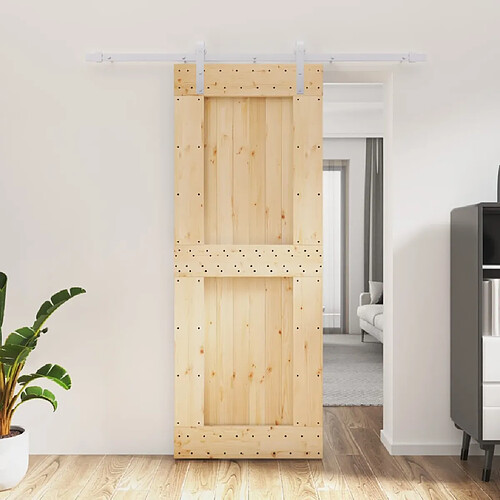 vidaXL Porte coulissante et kit de quincaillerie 80x210 cm pin massif