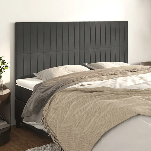 vidaXL Têtes de lit 4 pcs Gris foncé 80x5x78/88 cm Velours