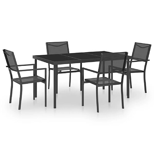 Maison Chic Salon de jardin de salle à manger 5 pcs,Table et Chaises d'extérieur,Mobilier de jardin Acier -MN80324