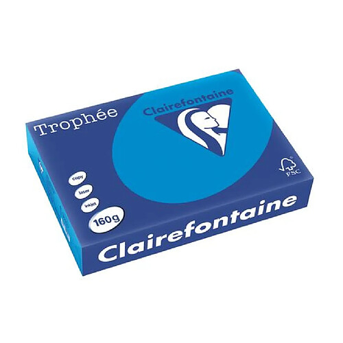 Ramette papier couleur Clairefontaine Trophée couleurs vives A4 160 gr - 250 feuilles - bleu turquoise