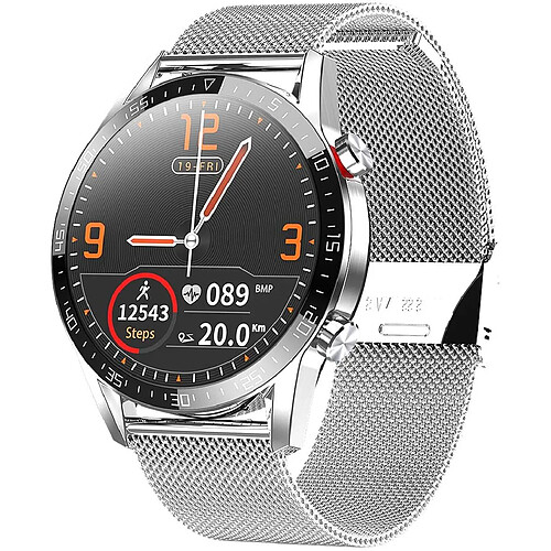 Chrono Montre Connectée,Montre Connectée Homme IP68Etanche Bracelet Connecté Cardio Podometre Smartwatch Sport Fitness Tracker d'Activité Contrôle de la Musique(argent)