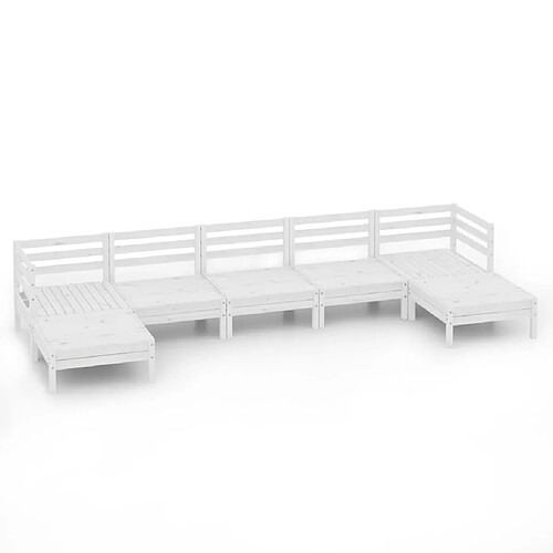 Maison Chic Salon de jardin 7 pcs - Table et chaises d'extérieur - Mobilier/Meubles de jardin Moderne Blanc Bois de pin massif -MN45151