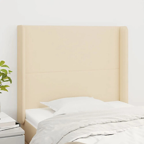 Maison Chic Tête de lit scandinave avec oreilles,meuble de chambre Crème 83x16x118/128 cm Tissu -MN78321