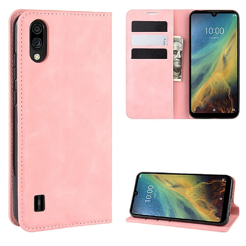 Etui en PU toucher soyeux auto-absorbé rose pour votre ZTE Blade A5 2020