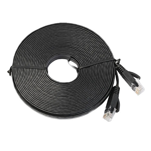 Corde Connecteur RJ45 Câble -CAT6 Ethernet Network Repliable de LAN Noir 15 Mètres