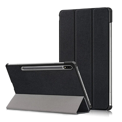 Etui en PU avec support tri-pliure noir pour votre Samsung Galaxy Tab S7 FE T736