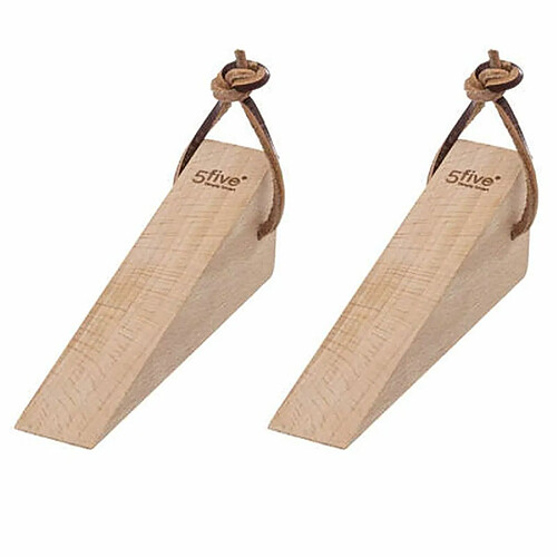 Lot de 2 Cale Portes en Bois Hêtre 12cm Beige