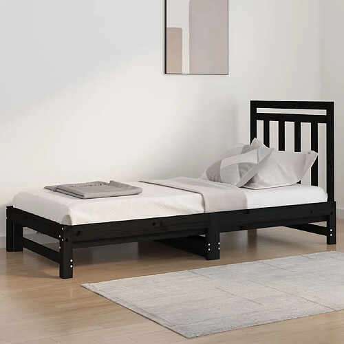 vidaXL Lit coulissant sans matelas noir 2x(90x200) cm