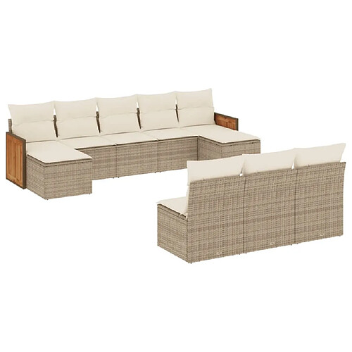 Maison Chic Salon de jardin avec coussins 10 pcs | Ensemble de Table et chaises | Mobilier d'Extérieur beige résine tressée -GKD97886