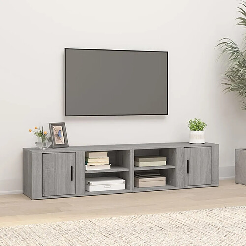 vidaXL Meubles TV 2 pcs Sonoma gris 80x31,5x36 cm Bois d'ingénierie