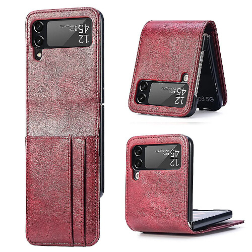 Universal Convient pour Samsung Galaxy Z Flip 3 Écran de pliage multi-cartes intégré Pu Le cuir Case de téléphone