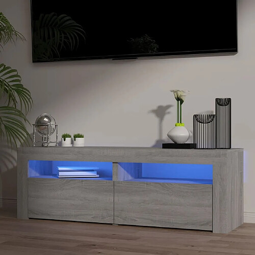 Maison Chic Meubles TV avec lumières LED - Banc TV pour salon sonoma gris 120x35x40 cm -MN90532