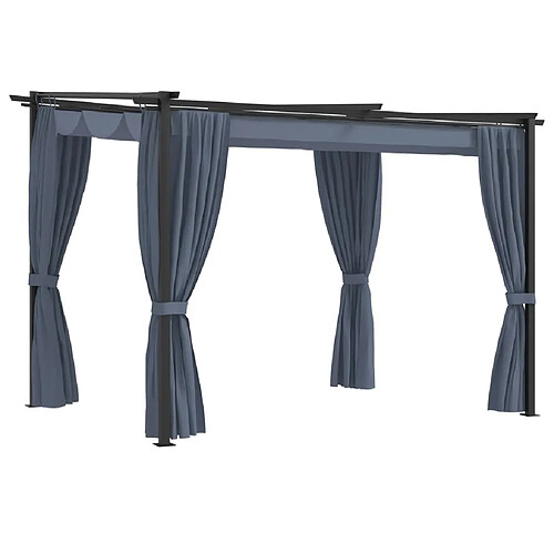 Maison Chic Tonnelle | Pergola avec rideaux 3x3 m Anthracite Acier -GKD64516