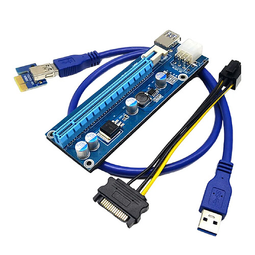 6 broches PCI-E 1X à 16X Renforcée Propulsé Riser Adaptateur Carte et USB 3.0 Câble D'extension Puissance Câble Riser Adaptateur, parfait pour