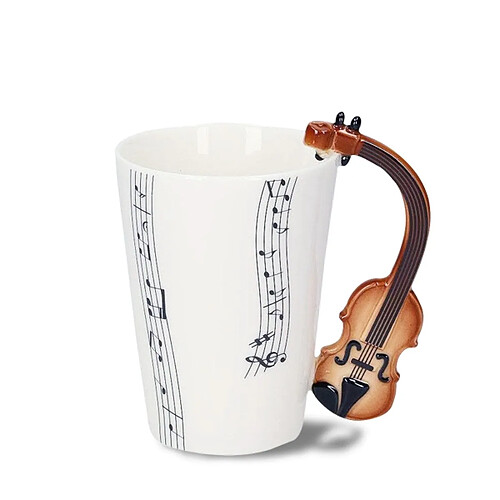 Totalcadeau Tasse céramique avec poignée en forme de violon