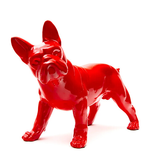 Figurine Décorative Chien Boston Terrier Kuatéh en Polyrésine 43x19x32 cm Rouge