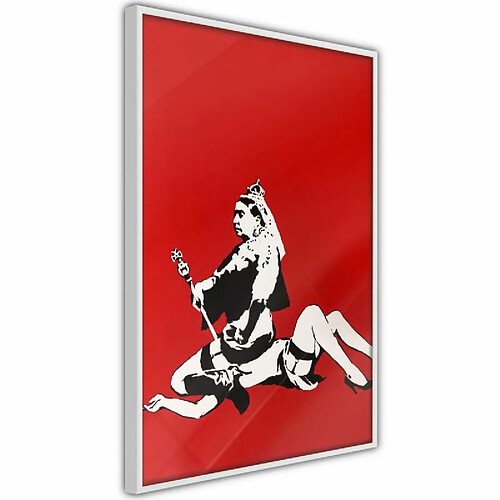 Paris Prix Affiche Murale Encadrée Banksy Queen Victoria 40 x 60 cm Blanc