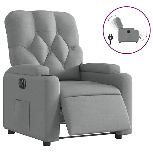 Maison Chic Fauteuil Relax pour salon, Fauteuil inclinable électrique Gris clair Tissu -GKD86616