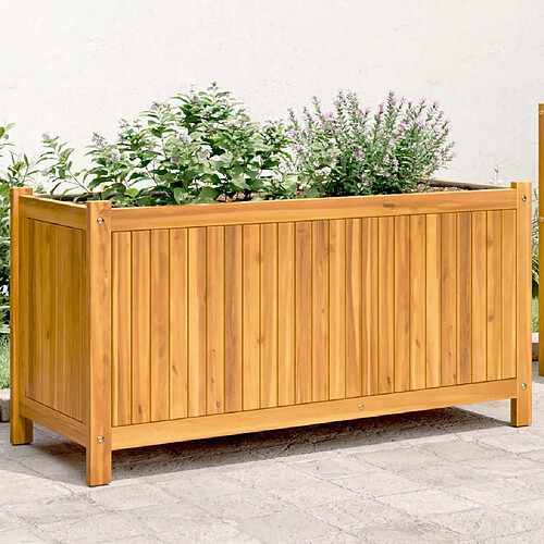 vidaXL Jardinière avec doublure 99,5x38x50 cm bois massif d'acacia