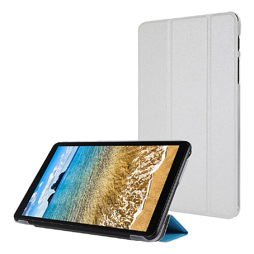 Etui en PU Texture de soie avec support tri-pliure blanc pour votre Samsung Galaxy Tab A7 Lite 8.7 pouces