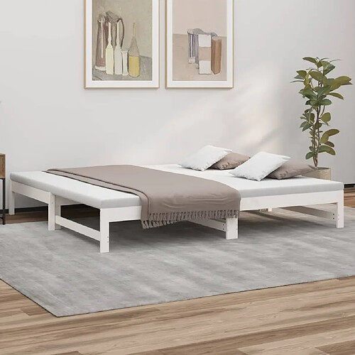 vidaXL Lit coulissant sans matelas blanc 2x(80x200)cm