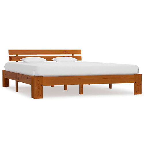 vidaXL Cadre de lit sans matelas marron miel 180x200cm bois massif pin