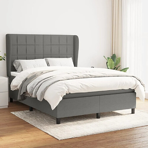 Maison Chic Lit Adulte - Lit simple Lit à sommier tapissier avec matelas moelleux - Meuble de Chambre - Gris foncé 140x200cm Tissu -MN46998