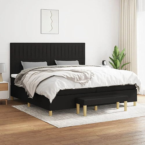 Maison Chic Lit Adulte - Lit simple Lit à sommier tapissier avec matelas moelleux - Meuble de Chambre - Noir 200x200 cm Tissu -MN26829