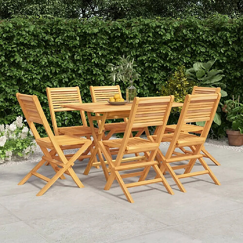 Salle à dîner de jardin 7 pcs,Table et chaise à manger Bois de teck solide -MN13109