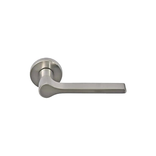 Poignée de porte Bréva avec Rosace ronde Zamak - Finition Nickelée mat - 55x132x22mm