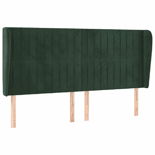 Maison Chic Tête de lit moderne avec oreilles pour chambre - Décoration de lit Vert foncé 163x23x118/128 cm Velours -MN11539