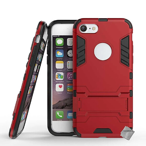 Htdmobiles Coque rigide anti choc pour Apple iPhone 8 + verre trempe - ROUGE